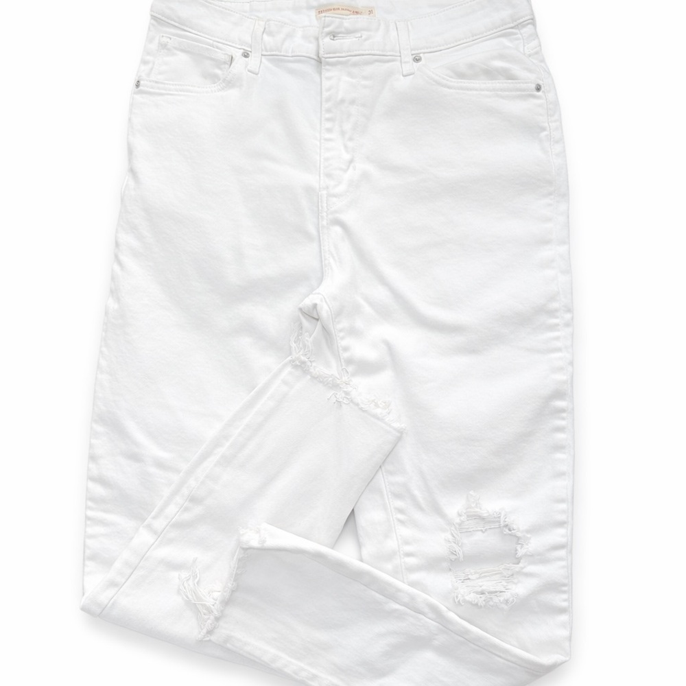Levi’s 721 High Rise Skinny Ankle Jeans – White Distressed – Size 31